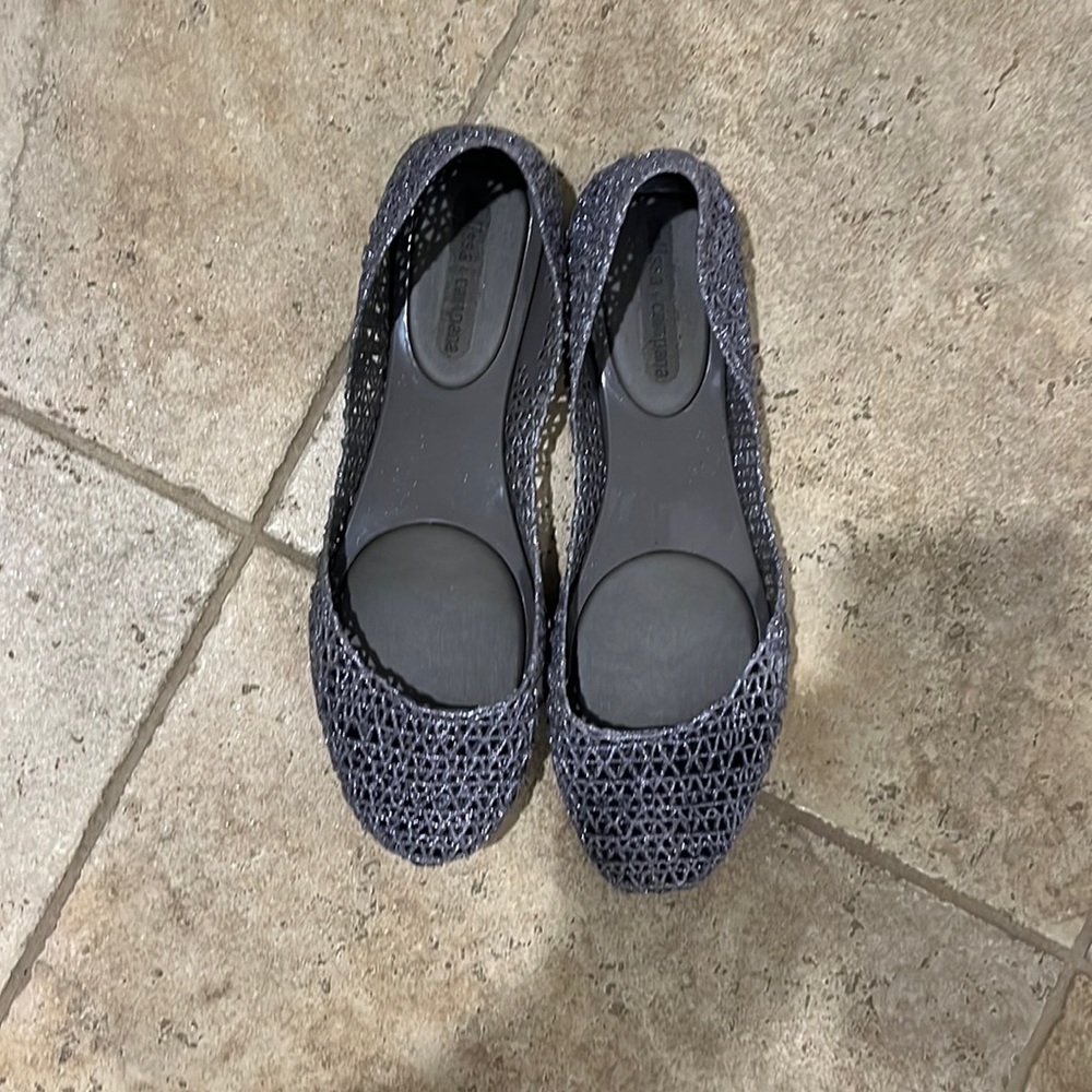 Gently worn Melissa canpana grey glitter flats size 8